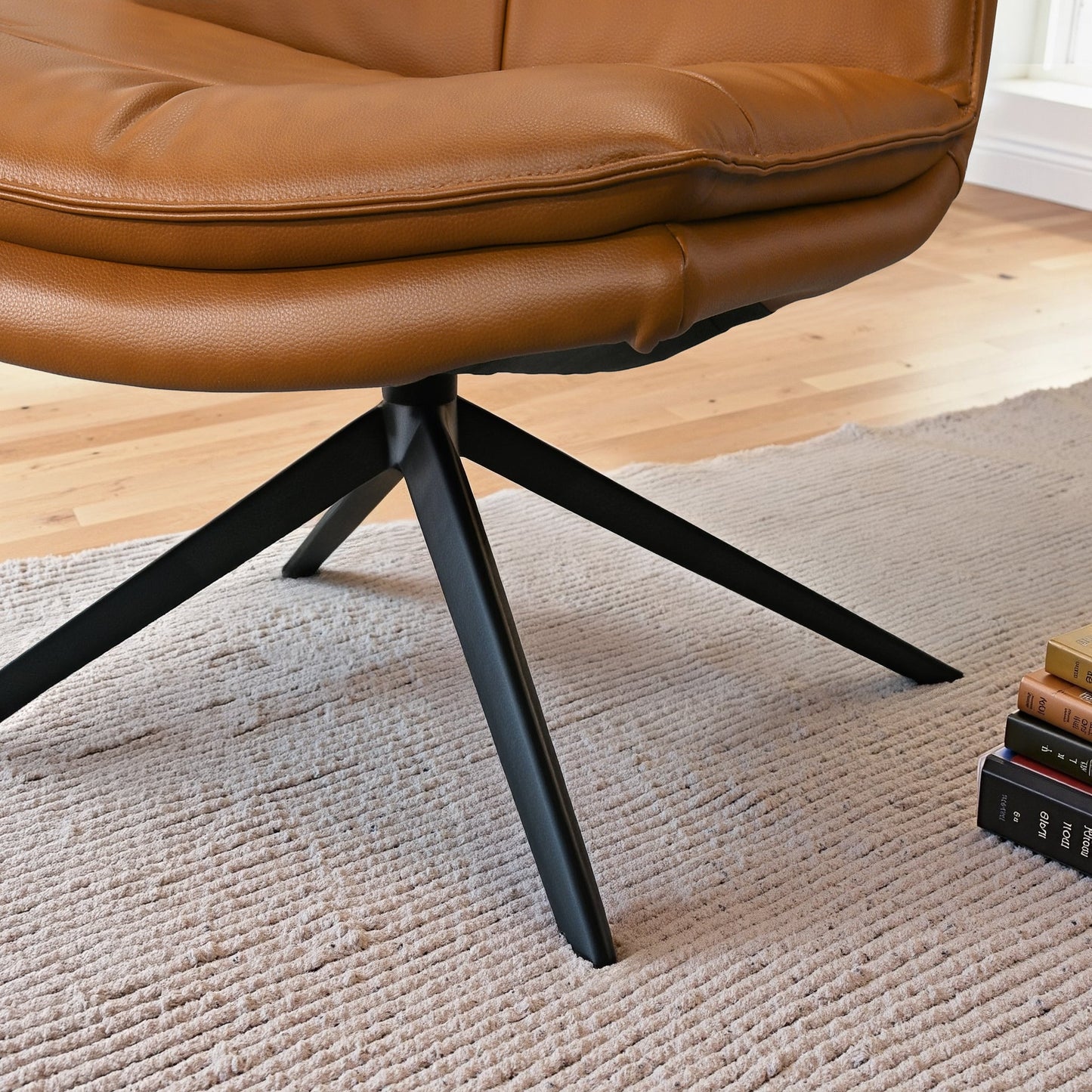 Oakland Cognac Vegan Leather Swivel Chair