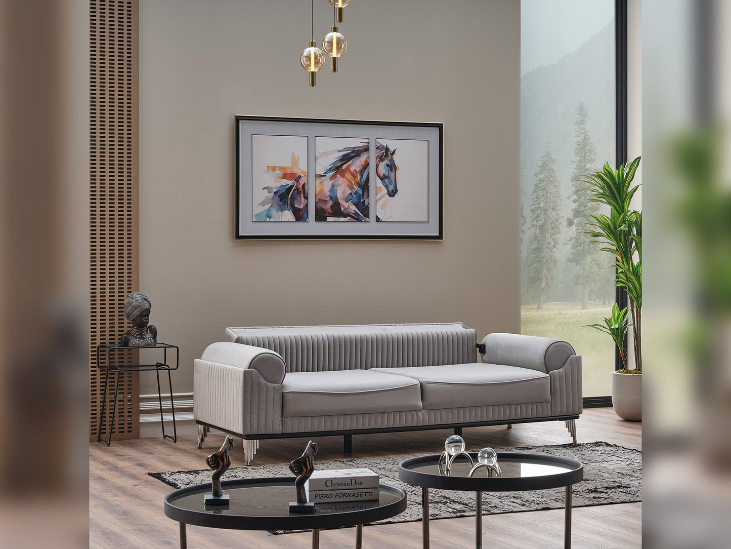 Everest 3-pieces (Sofa & Loveseat & Chair) Livingroom Set Light Grey