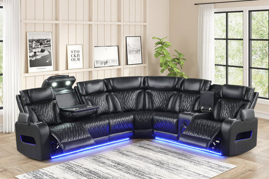 Barcelona Black POWER/LED/BLUETOOTH SPEAKERS Sectional