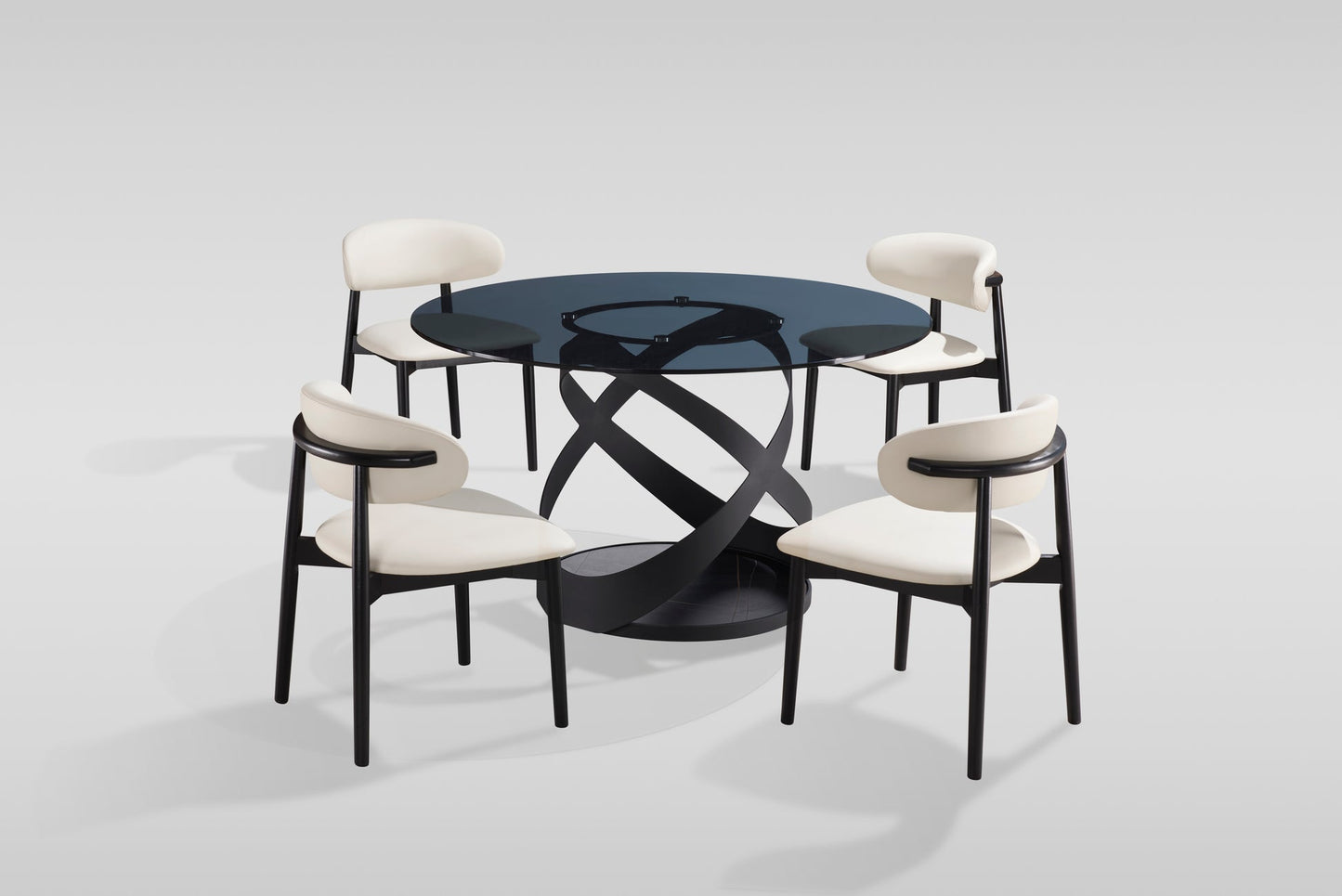 Dimi Smoke Glass/Black 5pc Dining Room Set D1550