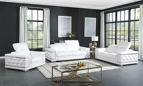 Favo White Italian Leather  Living Room Set MI-1250