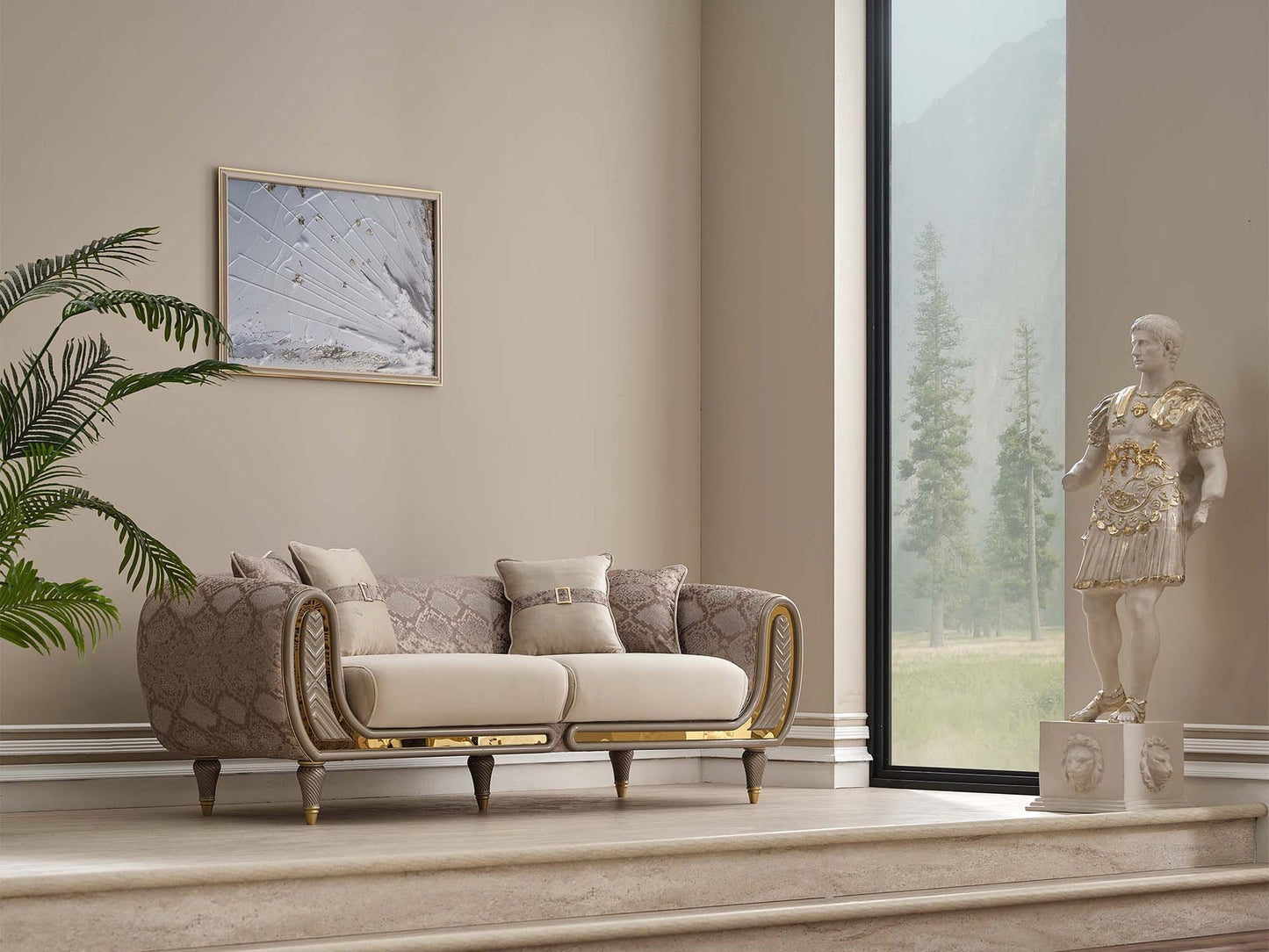 Lima 3-pieces (Sofa & Loveseat & Chair) Livingroom Set Cream
