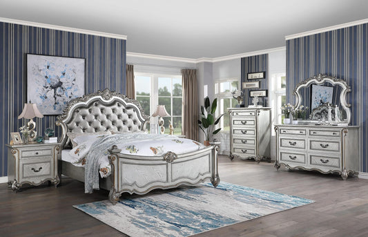 Melrose Collection Silver Finish Bedroom Set