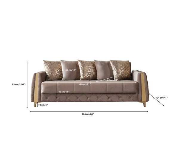 Florence Coffee Velvet Sofa 88" & Loveseat 64"