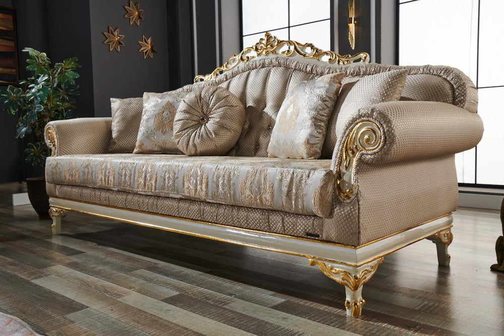 Kardelen 2-pieces (1 Sofa & 1 Loveseat) Livingroom Set Cream