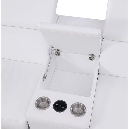 Picasso White 3-POWER  Leather Match 7pc Sectional  MI631