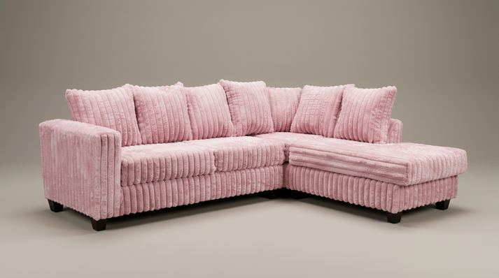 Gia Pink Corduroy Fabric Sectional S300