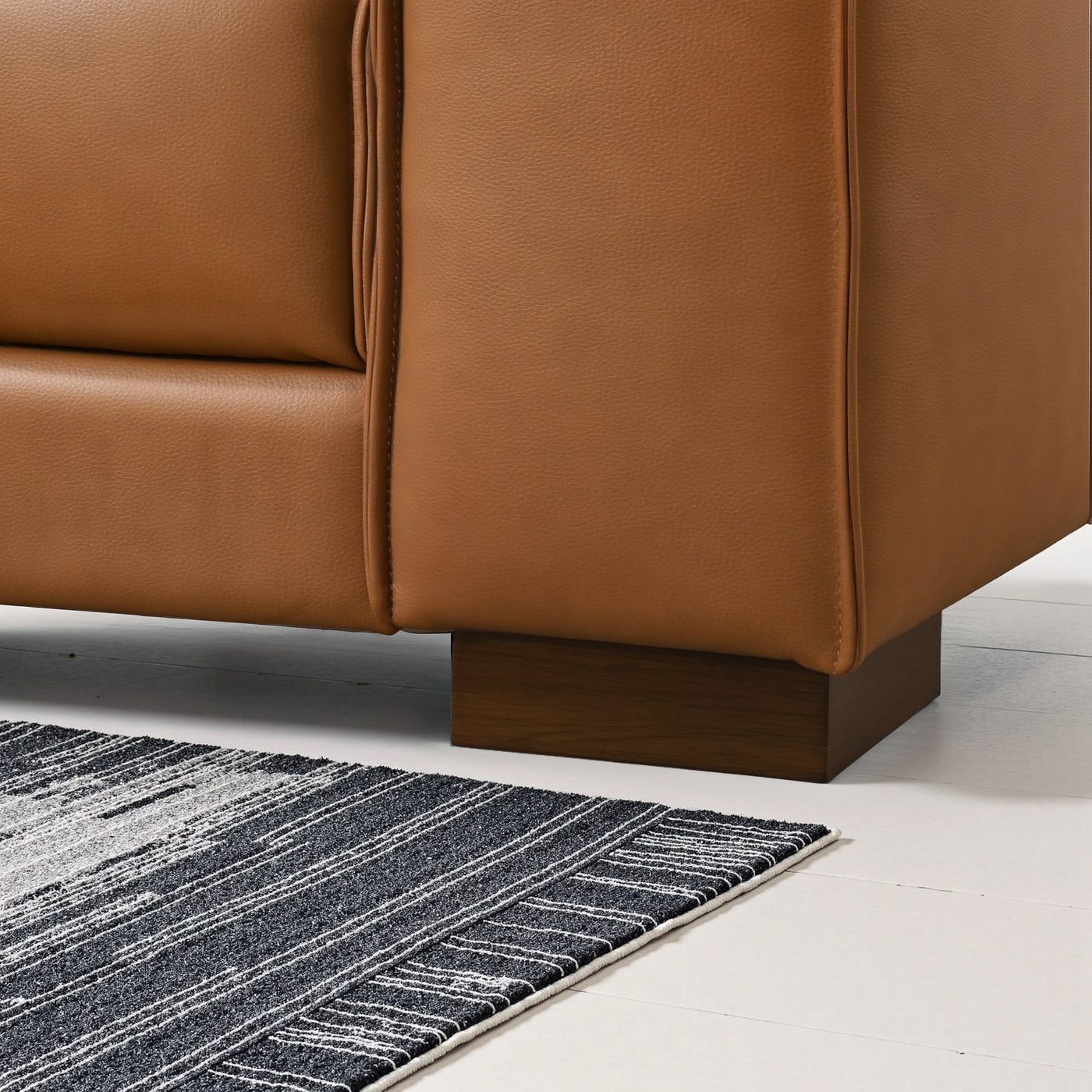 Muncie L-Shaped Sofa with Plush Cushions & Walnut Wood Legs