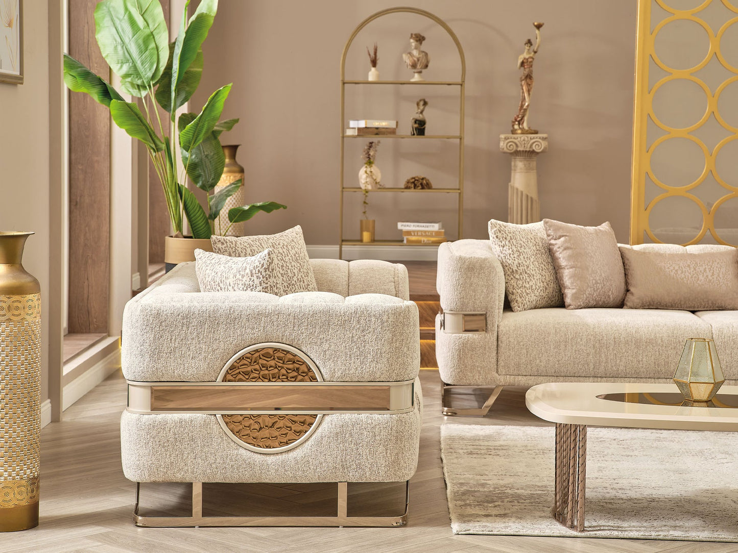 Nova 3-pieces (Sofa & Loveseat & Chair) Livingroom Set Cream