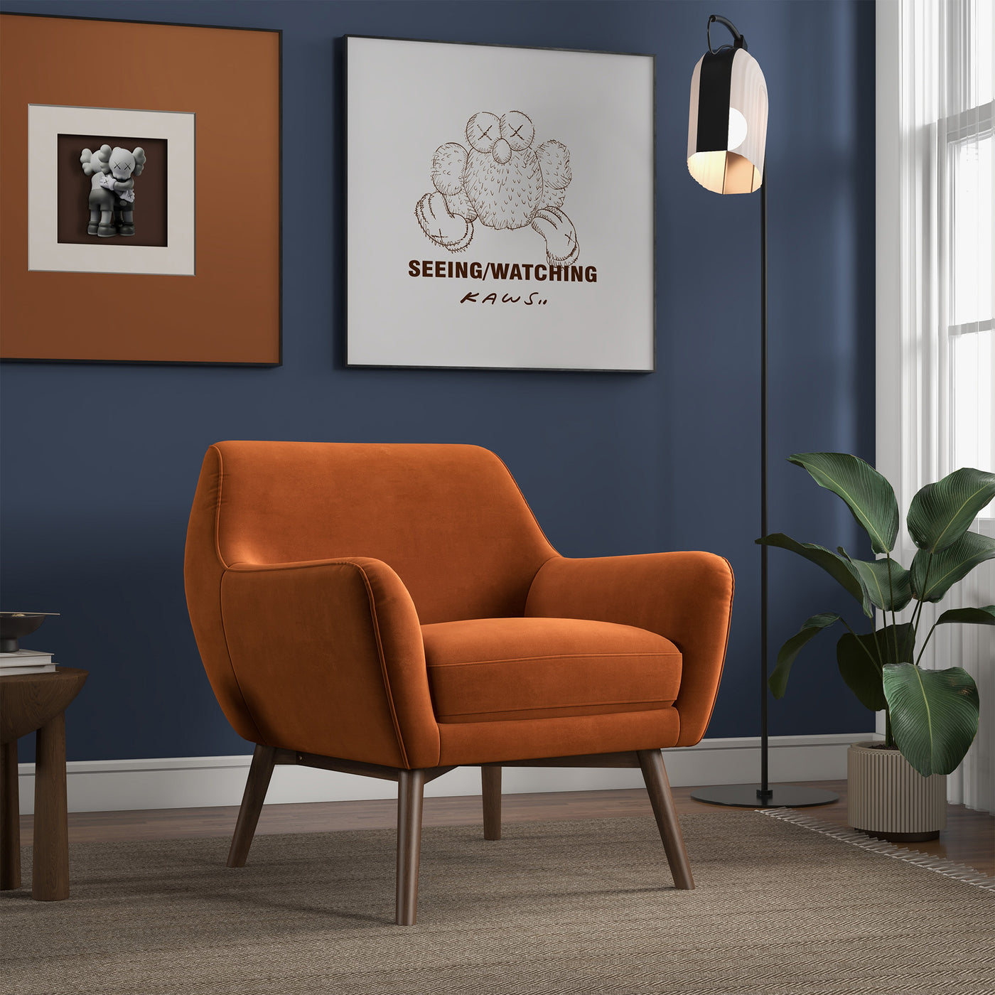 Panom Burnt Orange Velvet Lounge Chair