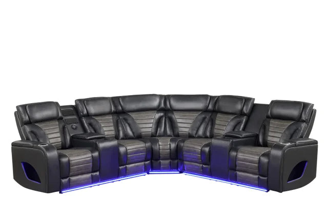 IBIZA Black POWER/LED/BLUETOOTH SPEAKERS Reclining Sectional