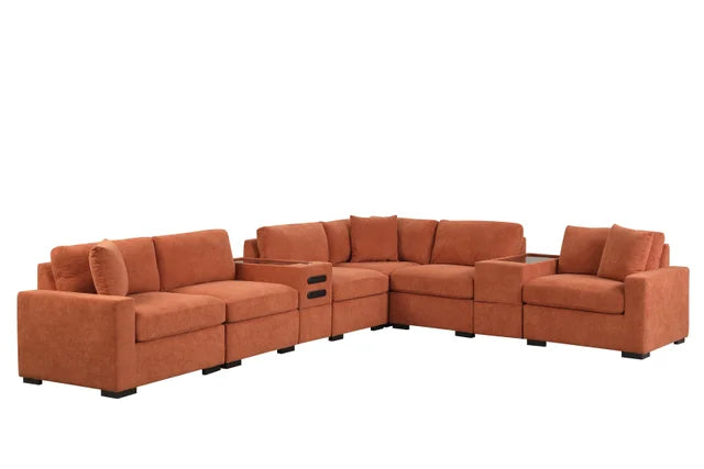 Barista Rust BLUETOOTH SPEAKERS 8pc Modular Sectional Set