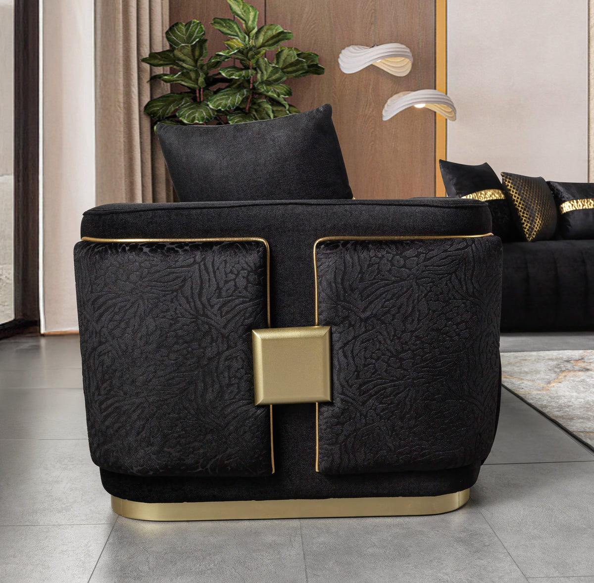 Carlina Black Velvet Living Room Set