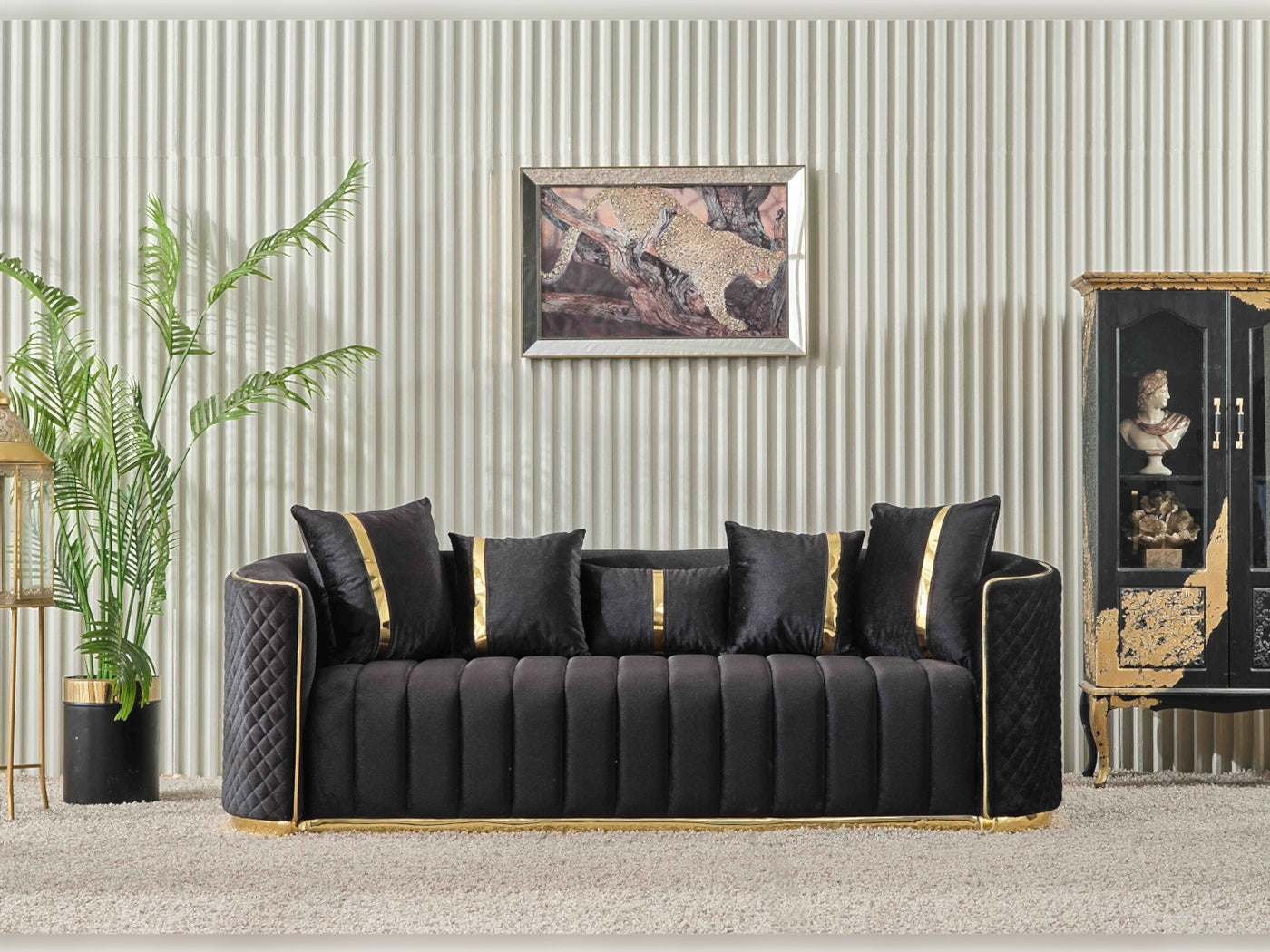 Ceko 3-pieces (Sofa & Loveseat & Chair) Livingroom Set Black