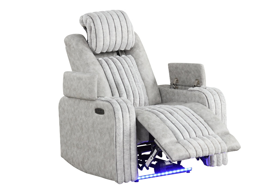 Lita Grey POWER RECLINER/ HEADREST/LED 3pc Living Room Set S4225
