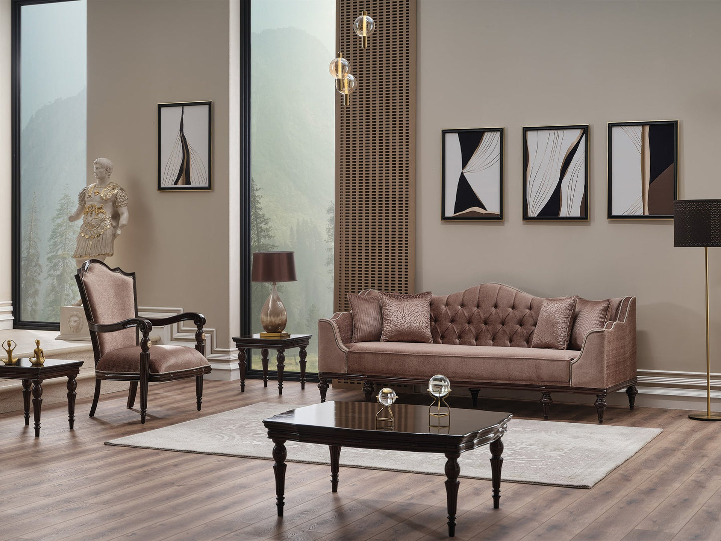 Zumrut 3-pieces (Sofa & Loveseat & Chair) Livingroom Set Light Brown
