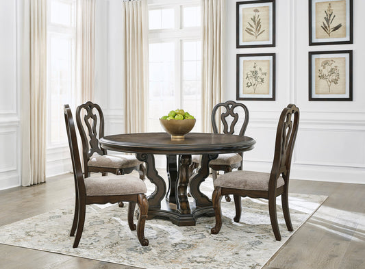 Maylee Dark Brown Round Dining Room Set D947