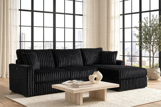 SOL Black Corduroy Reversible Sectional