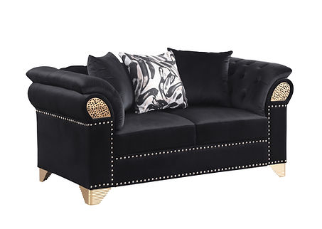 Emma Black Velvet Sofa and Loveseat S3600