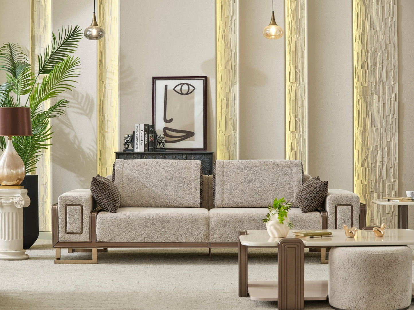 Nirvana 4-pieces (2 Four Seat Sofa & 2 Chair) Livingroom Set Beige