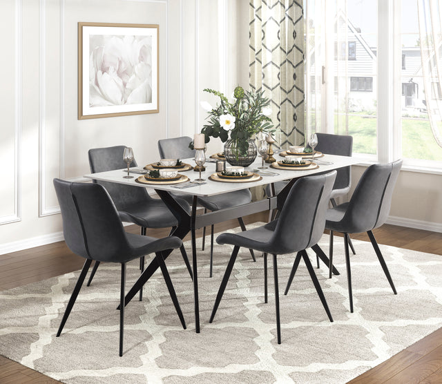 Brixley Black/Gray Faux Marble-Top Dining Set 5916