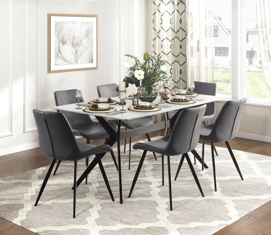 Brixley Black/Gray Faux Marble-Top Dining Set 5916