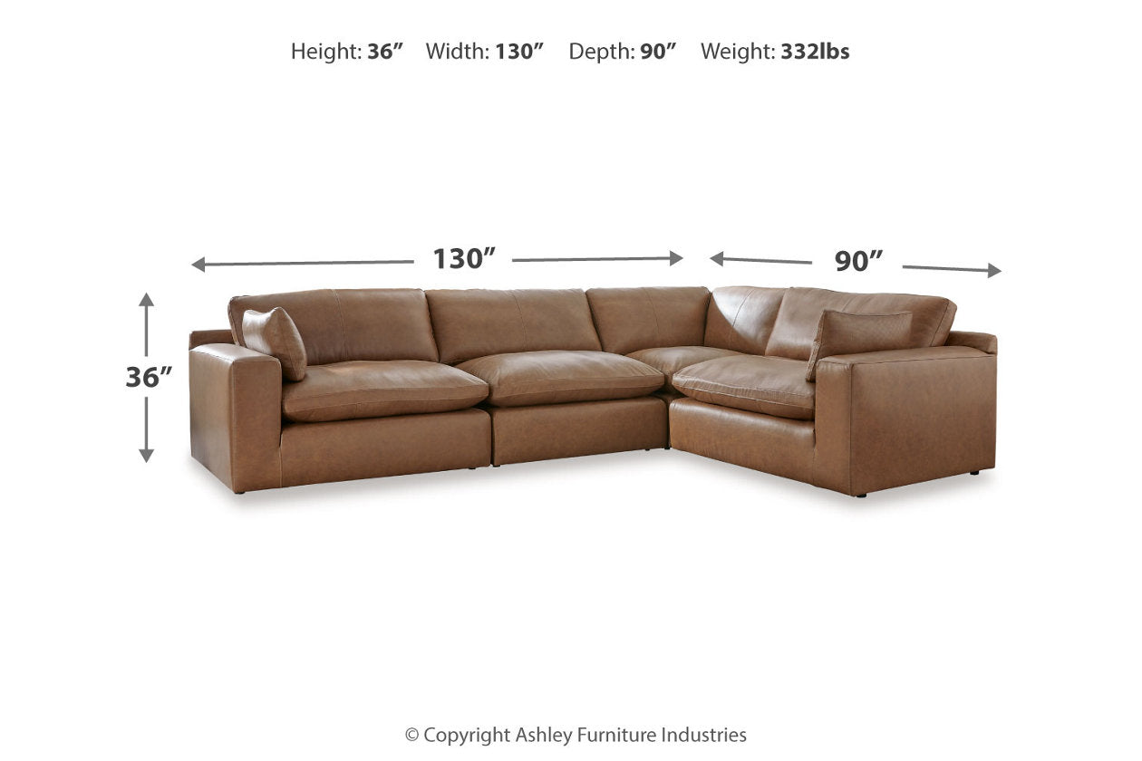 Emilia Caramel GENUINE LEATHER 4pc  Sectional 30901