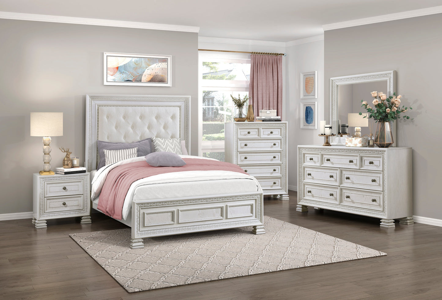 Theodore White Panel Bedroom Set 1596