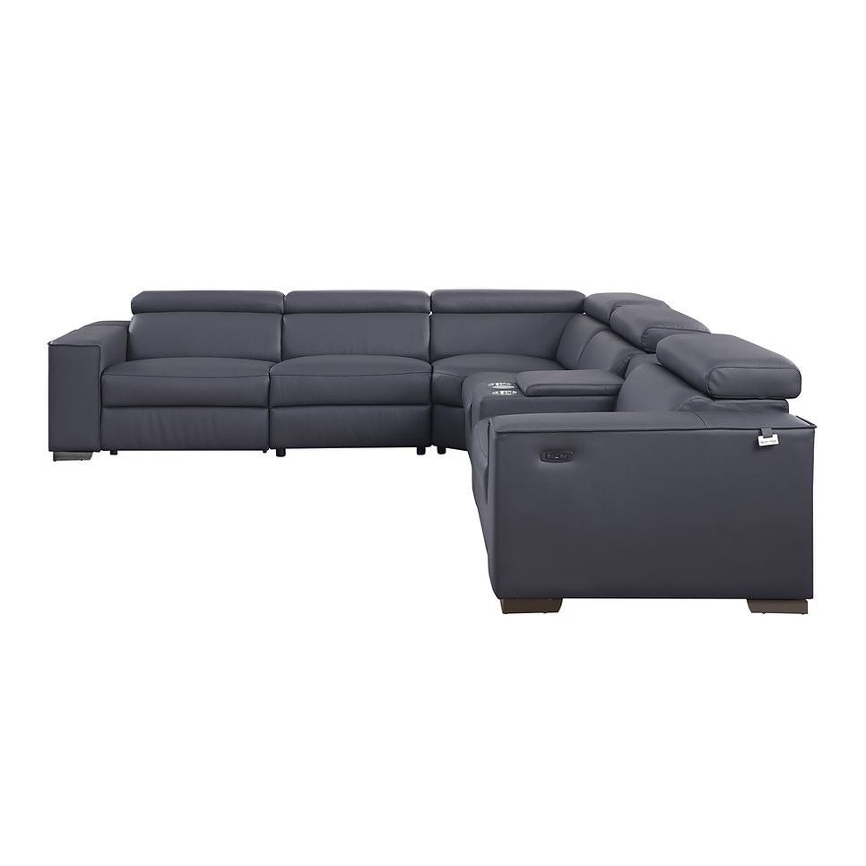 Picasso Dark Grey 2-POWER  Leather Match 6pc Sectional  MI631