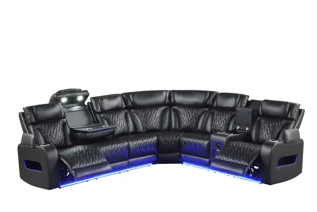 Barcelona Black POWER/LED/BLUETOOTH SPEAKERS Sectional