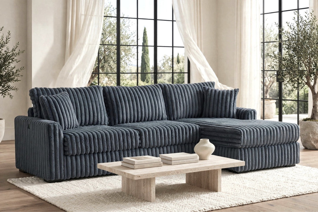 Sol Charcoal Corduroy Reversible Sectional