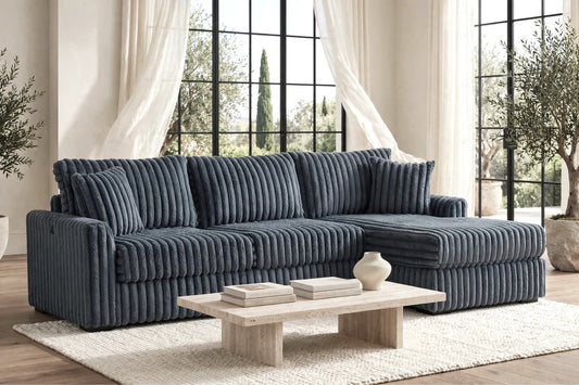 Sol Charcoal Corduroy Reversible Sectional