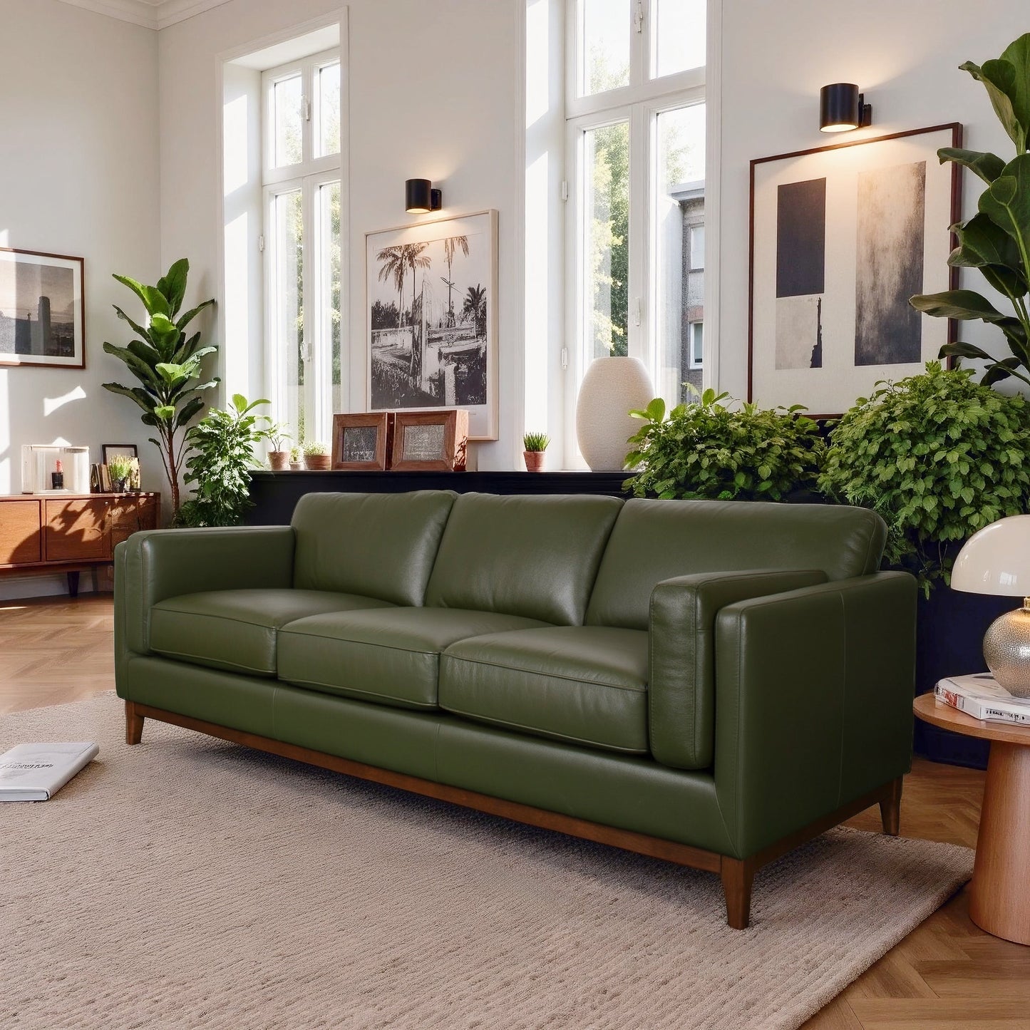 Raleigh Sustainable FSC Wood 3-Seater Top Grain Leather Sofa