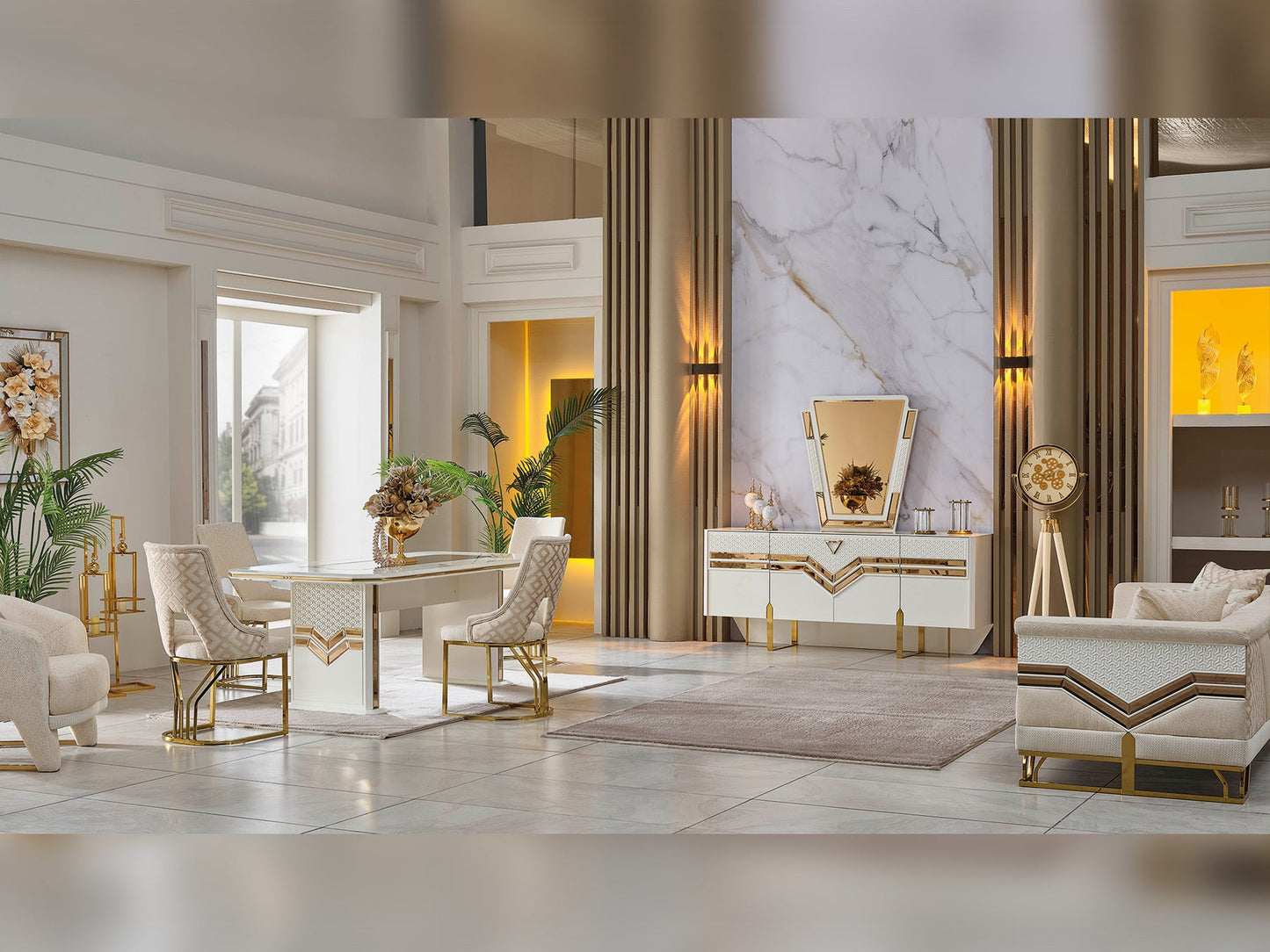 Zen Diningroom Set (78"Dining Table & 6 Dining Chair)