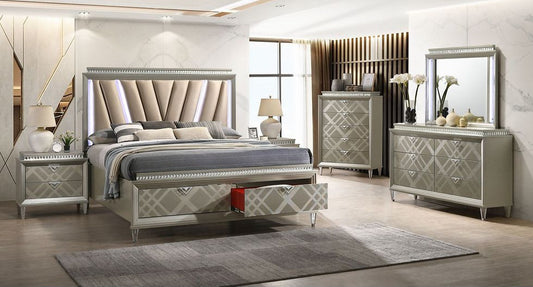 Freya Champagne Platform Bedroom Set B6600