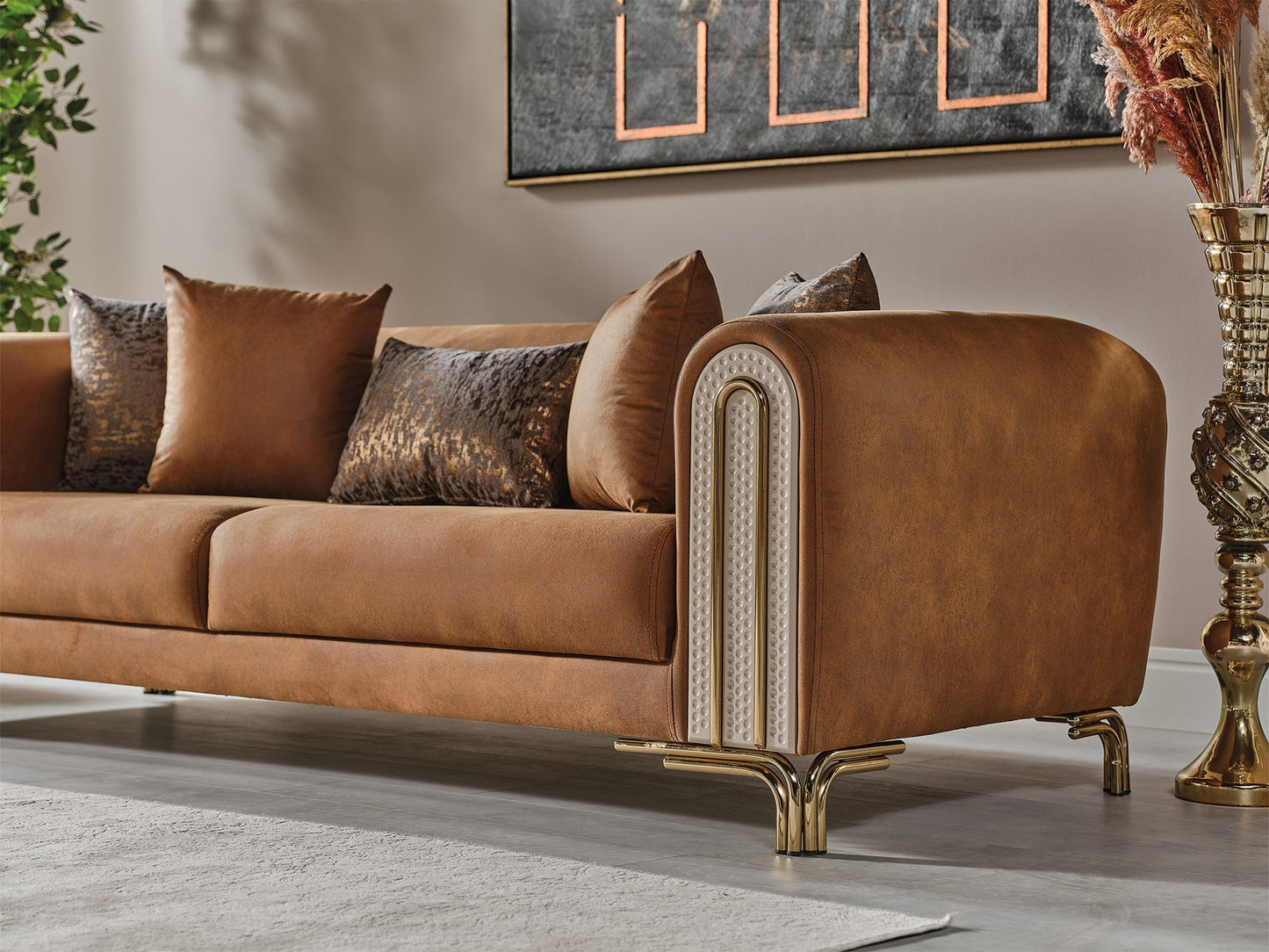 Paris 3-pieces (Sofa & Loveseat & Chair) Livingroom Set Brown