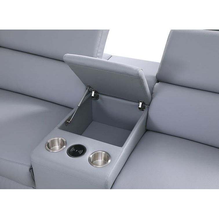 Picasso Light Blue 2-POWER  Leather Match 6pc Sectional  MI631