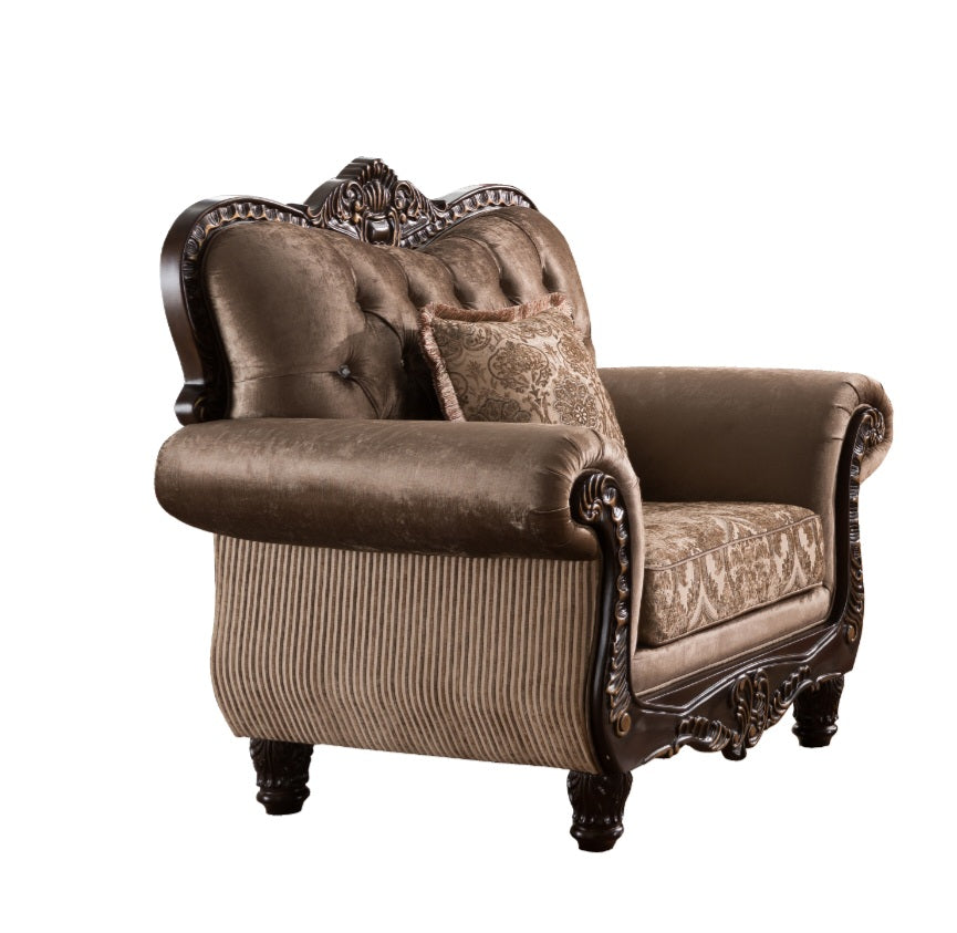 Giana Cherry Wood Finish Luxury Living Room Set