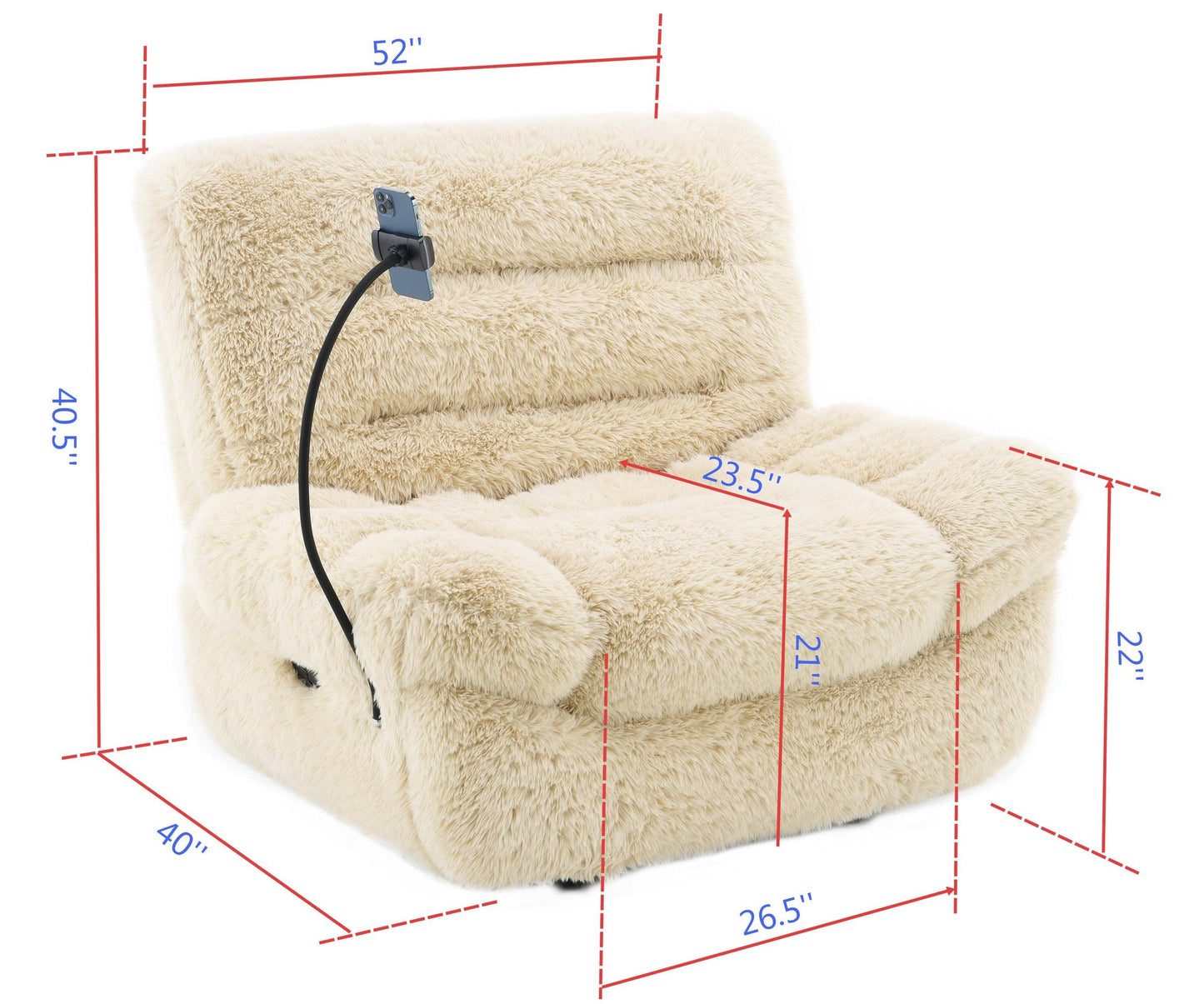 Fernand Beige Shaggy ULTRA PLUSH 3pc Reclining Set S3003
