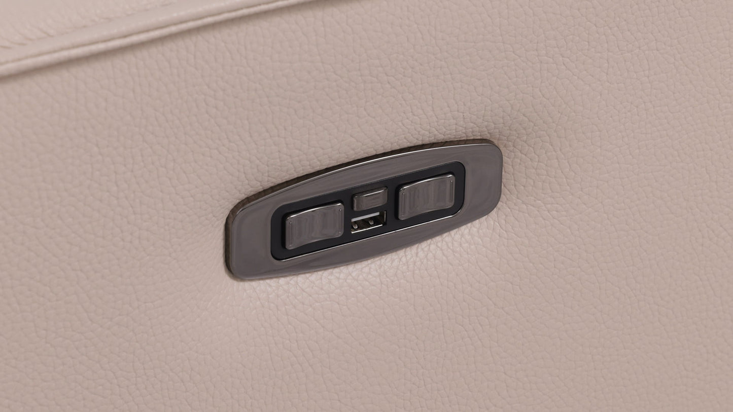 Picasso Beige 2-POWER Leather  Match 6pc Sectional  MI631