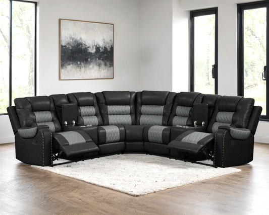 Jordon2 Black Reclining Sectional