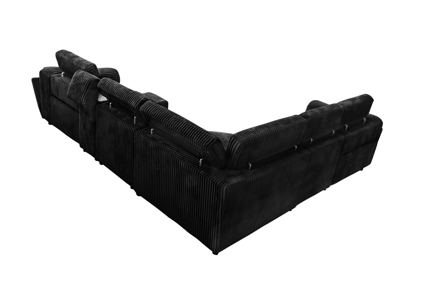 Yash Black Corduroy POWER Reclining Sectional S7033