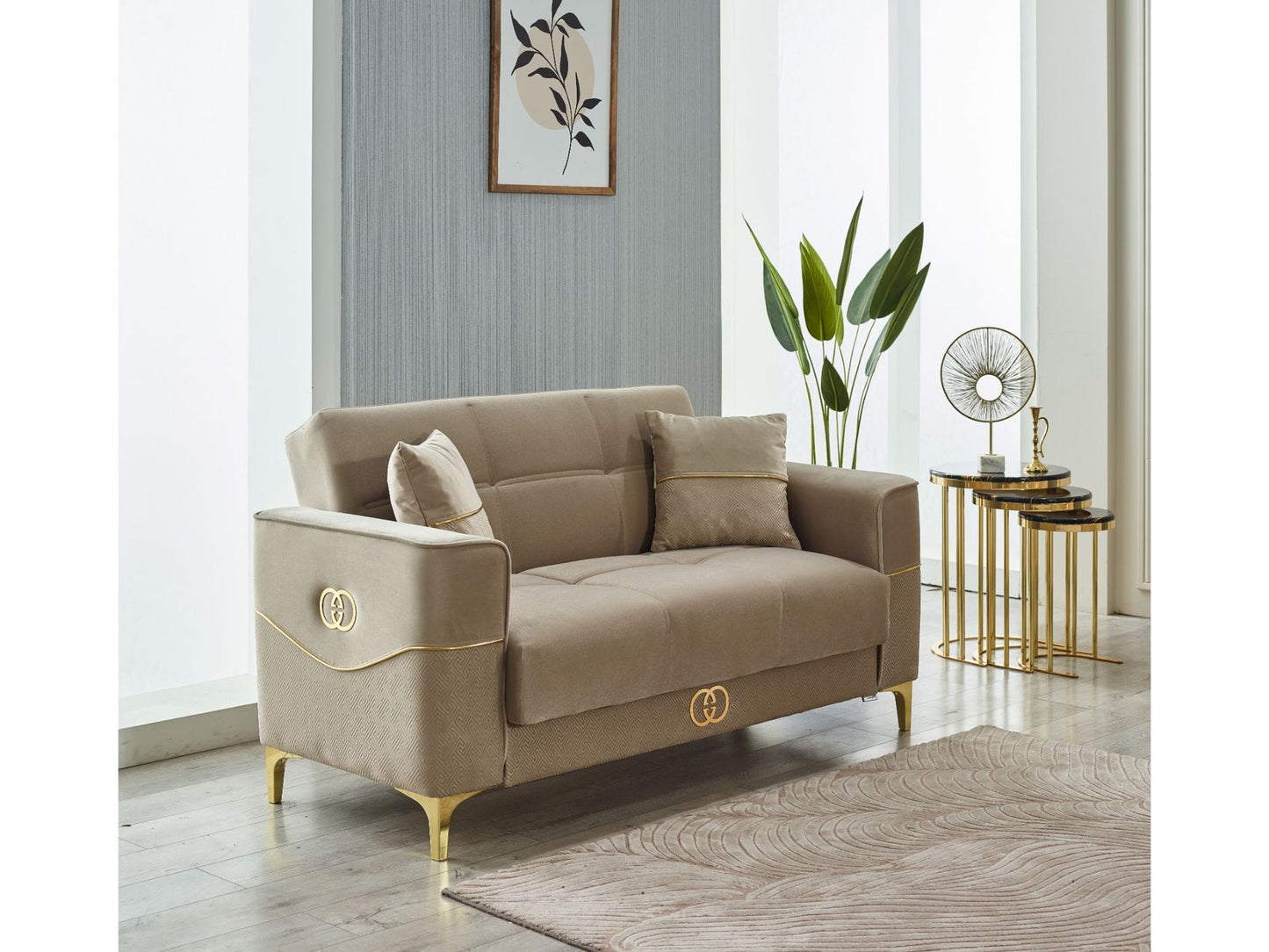 Clara 3-pieces (Sofa & Loveseat & Chair) Livingroom Set Beige
