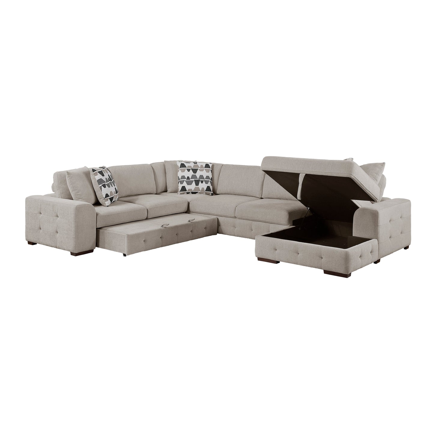 Raife Taupe 5pc Sectional with Right Chaise and Ottoman 9624