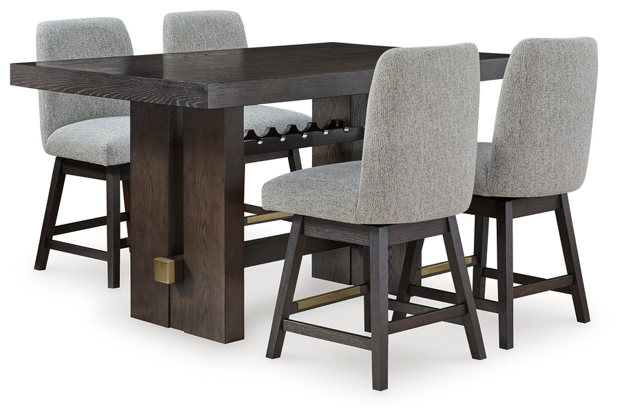 Burkhaus Dark Brown Counter Height Dining Table and 4 Barstools D984