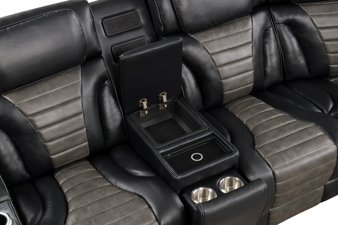 IBIZA Black POWER/LED/BLUETOOTH SPEAKERS Reclining Sectional