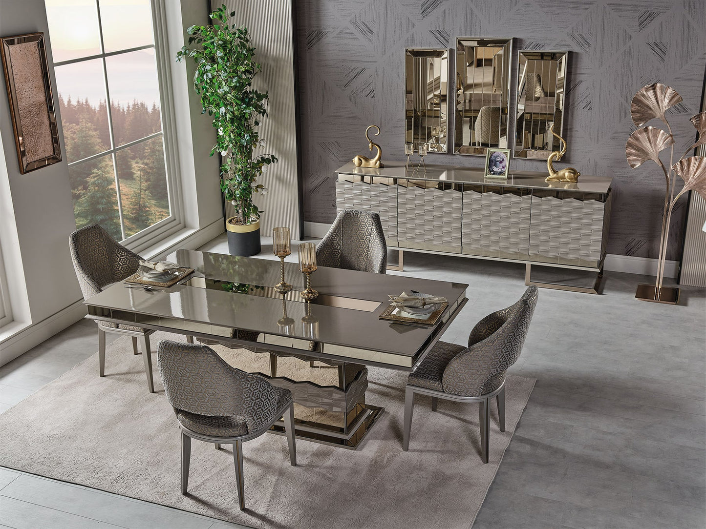 Gokce Diningroom Set (78"Dining Table & 6 Dining Chair)