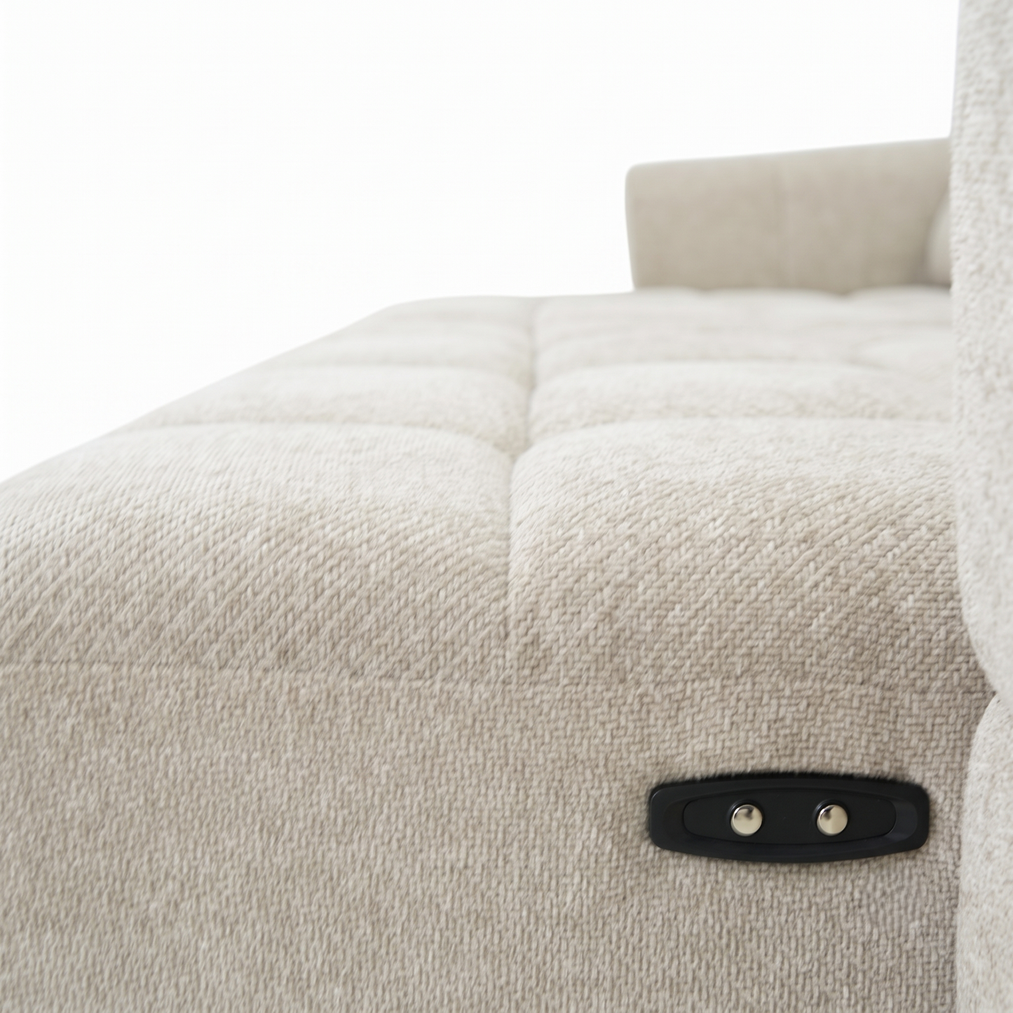 Burntwood Light Brown Chenille POWER Slider Sofa