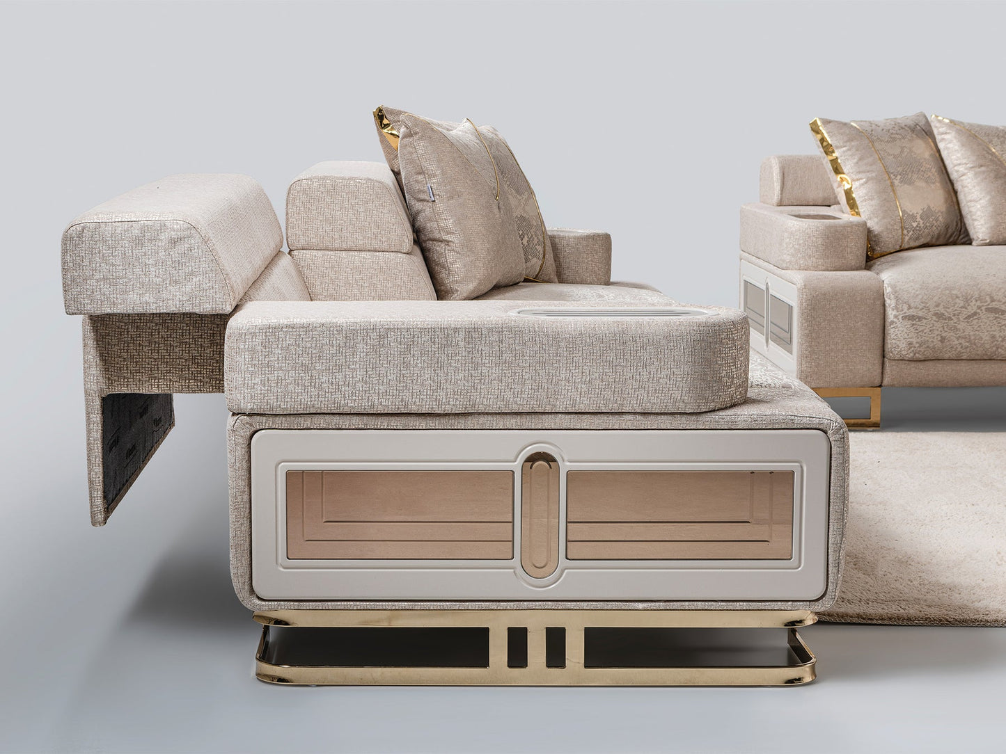 Monza 3-pieces (Sofa & Loveseat & Chair) Livingroom Set Cream