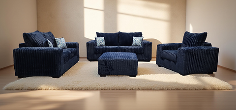 Texan Blue Corduroy OVERSIZED Living Room Set S320